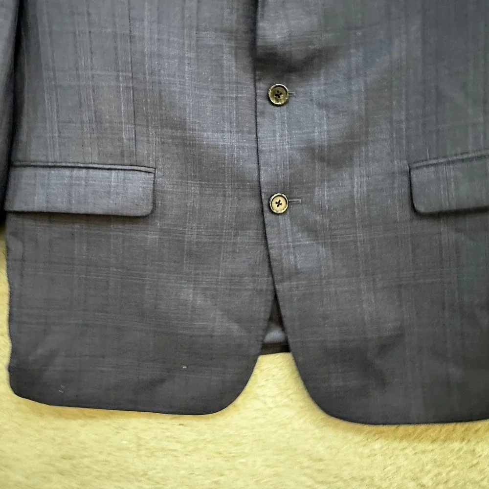 Lauren Ralph Lauren Mens 44R Navy Blue Glen Plaid Two Button Blazer Sport Coat